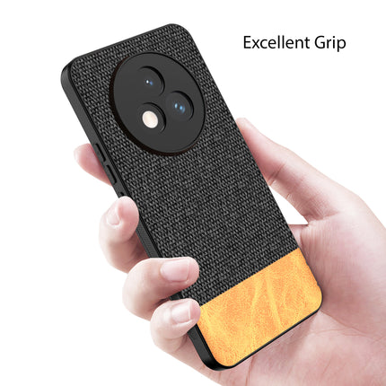 Kapa Soft Fabric & Leather Hybrid Protective Back Cover for Realme P3 PRO 5G | Shockproof Slim Hard Anti Slip Back Case (Black,Brown)