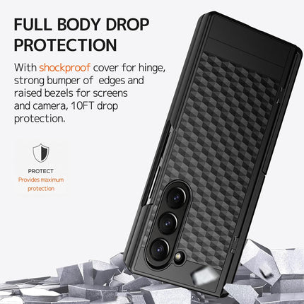 Kapa Geometric S Pen Holder Hinge Protection Back Cover for Samsung Galaxy Z Fold6 / Fold 6 | Slim Shock proof Case with Inbuilt Glass & S Pen Slot (Black)