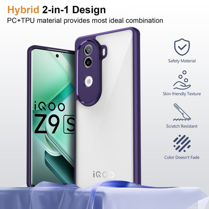 Kapa Hawkeye Clear Back Cover for Vivo V40E / iQOO Z9S | Camera Lens Protector Shockproof Slim Clear Case Cover (Purple Sides)