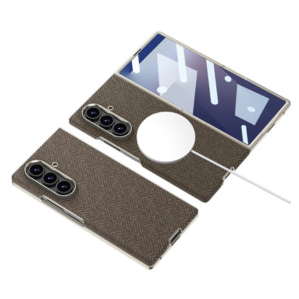 Kapa Nylon Fabric Case Compatible with Magsafe Back Cover for Samsung Galaxy Z Fold7 / Fold 7 | with [Inbuilt Glass] and Wireless Charging Support Full Body Protection Cover (Brown)