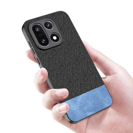 Kapa Soft Fabric & Leather Hybrid Protective Back Cover for OnePlus 15 | Shockproof Slim Hard Anti Slip Back Case (Black,Blue)