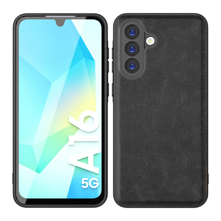 Kapa Tux Leather Back Cover for Samsung Galaxy A16 | Slim Shockproof Camera Protection Bumper Case (Black)