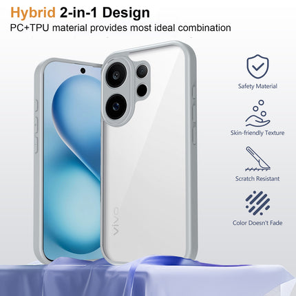 Kapa Hawkeye Clear Slim Tough Back Cover for Vivo V60 / V60e / Vivo T4 Pro 5G | Camera Lens Protector Anti Yellow Shockproof Clear Hybrid Case Cover (Grey Sides)