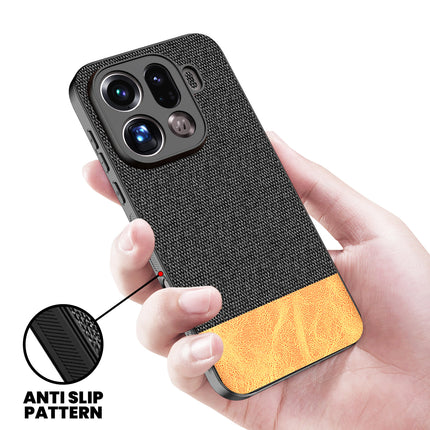 Kapa Soft Fabric & Leather Hybrid Protective Back Cover for Oppo Find X9 Pro | Shockproof Slim Hard Anti Slip Back Case (Black,Brown)