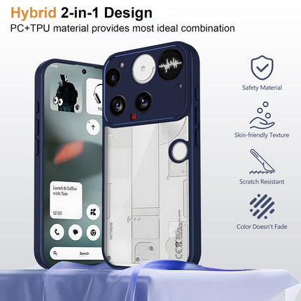 Kapa Hawkeye Clear Slim Tough Back Cover for Nothing Phone 3 5G | Camera Lens Protector Anti Yellow Shockproof Clear Hybrid Case Cover (Blue Sides)