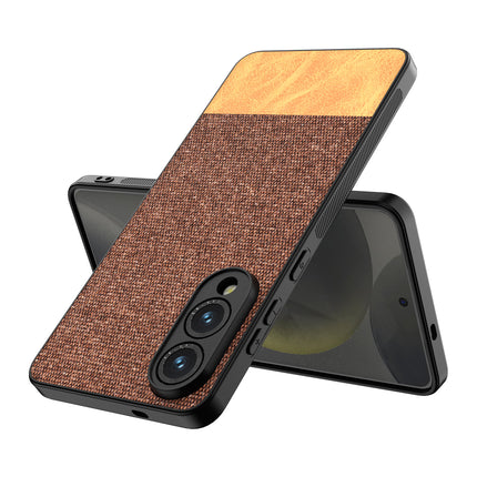 Kapa Soft Fabric & Leather Hybrid Protective Back Cover for Samsung Galaxy S25 Edge | Shockproof Slim Hard Anti Slip Back Case (Brown)