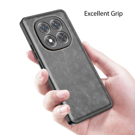 Kapa Tux Leather Back Cover for Redmi Note 14 Pro Plus | Slim Shockproof Camera Protection Bumper Case (Grey)
