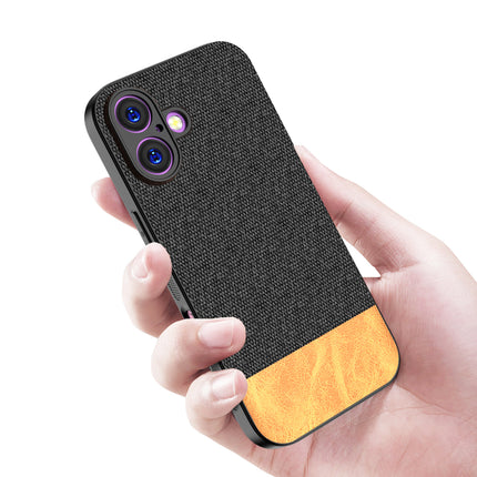 Kapa Soft Fabric & Leather Hybrid Protective Back Cover for Apple iPhone 17 | Shockproof Slim Hard Anti Slip Back Case (Black,Brown)