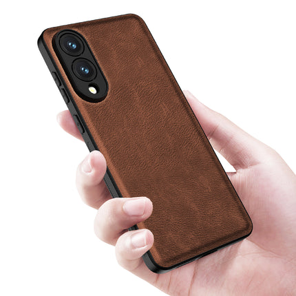 Kapa Tux Leather Back Cover for Samsung Galaxy S25 Edge | Slim Shockproof Camera Protection Bumper Case (Brown) - Mobizang