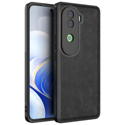 Kapa Tux Leather Back Cover for Vivo V40E / iQOO Z9S | Slim Shockproof Camera Protection Bumper Case (Black)