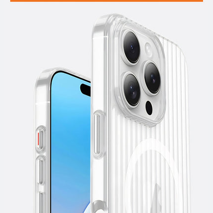 Kapa Matte Magnetic Wave Grip Back Cover for Apple iPhone 16 Pro Max | [MagSafe Compatible] Wireless charging, Slim, Metal Buttons, Frosted Back Case (White)