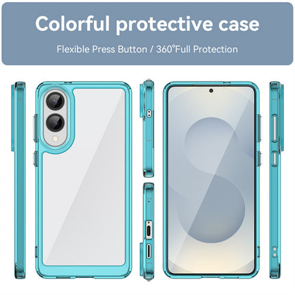 Kapa Unicorn Acrylic Clear Back Cover For Samsung Galaxy S25 Edge | Slim Shockproof [Military Grade Protection] Hybrid Bumper Case (Blue Sides) - Mobizang