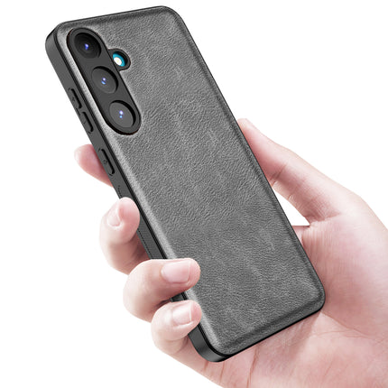 Kapa Tux Leather Back Cover for Samsung Galaxy S25 Plus | Slim Shockproof Camera Protection Bumper Case (Grey) - Mobizang