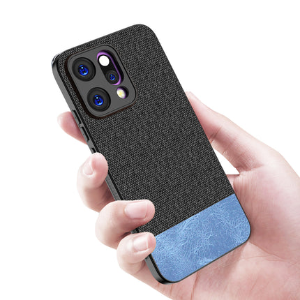 Kapa Soft Fabric & Leather Hybrid Protective Back Cover for Oppo Reno 14 5G | Shockproof Slim Hard Anti Slip Back Case (Black,Blue) - Mobizang