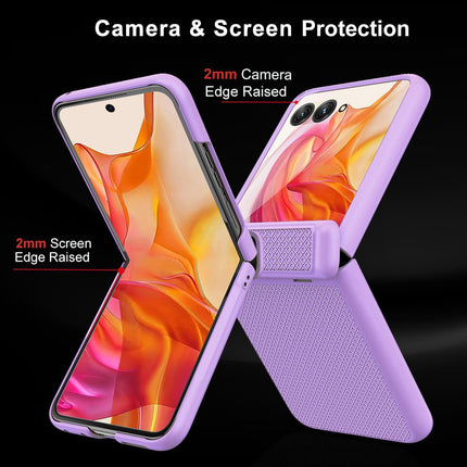 Kapa Textured Grip Hinge Protection Back Cover for Moto Razr 50 Ultra| with [Inbuilt Glass] Full Body Shockproof Hard Back Case (Purple) - Mobizang