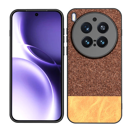 Kapa Soft Fabric & Leather Hybrid Protective Back Cover for Vivo X300 Pro 5G | Shockproof Slim Hard Anti Slip Back Case (Brown) - Mobizang