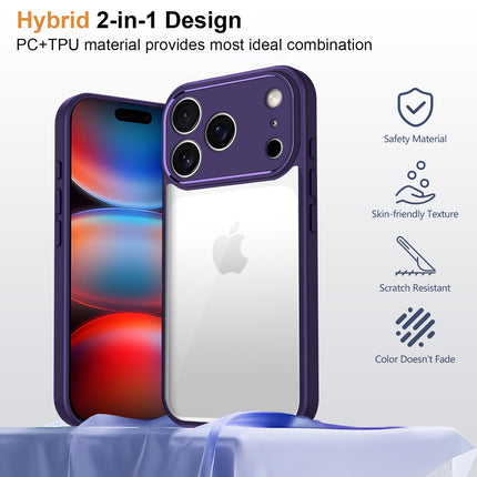 Kapa Hawkeye Clear Slim Tough Back Cover for Apple iPhone 17 Pro | Camera Lens Protector Anti Yellow Shockproof Clear Hybrid Case Cover (Purple)
