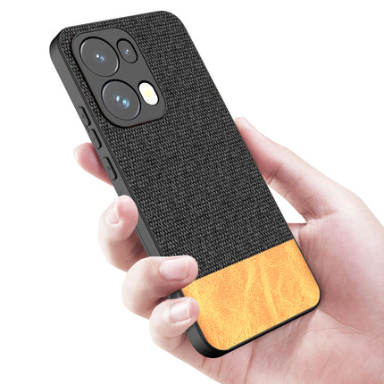 Kapa Soft Fabric & Leather Hybrid Protective Back Cover for Oppo Reno 13 Pro | Shockproof Slim Hard Anti Slip Back Case (Black,Brown)