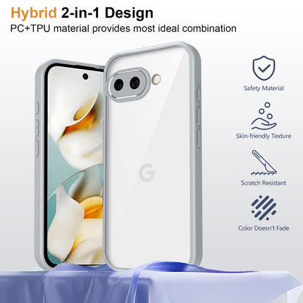 Kapa Hawkeye Clear Slim Tough Back Cover for Google Pixel 9A | Camera Lens Protector Anti Yellow Shockproof Clear Hybrid Case Cover (Grey)