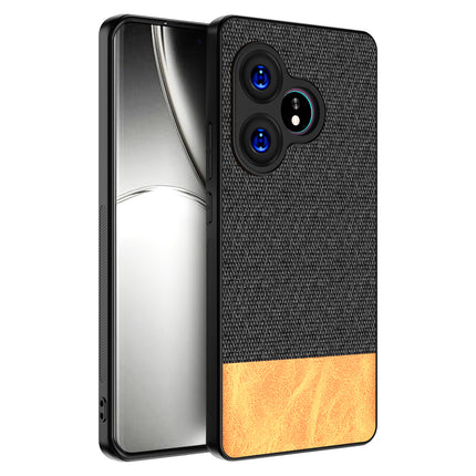 Kapa Soft Fabric & Leather Hybrid Protective Back Cover for Realme GT 6 / GT 6T | Shockproof Slim Hard Anti Slip Back Case (Black,Brown)