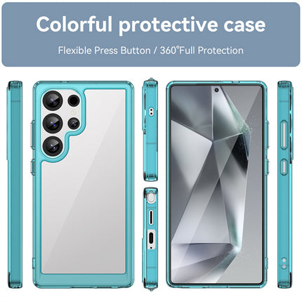 Kapa Unicorn Acrylic Clear Back Cover For Samsung Galaxy S25 Ultra | Slim Shockproof [Military Grade Protection] Hybrid Bumper Case (Blue Sides) - Mobizang