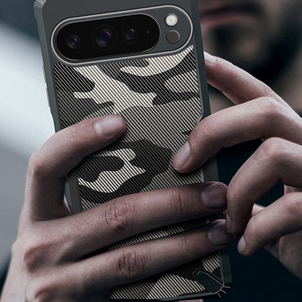 Kapa Bull Camouflage Back Cover for Google Pixel 9 PRO XL | [Military Grade Protection] Shock Proof Slim Hybrid Bumper Case (Black)