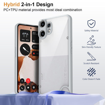 Kapa Hawkeye Clear Slim Tough Back Cover for CMF Phone 2 PRO | Camera Lens Protector Anti Yellow Shockproof Clear Hybrid Case Cover (Grey)
