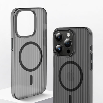 Kapa Matte Magnetic Wave Grip Back Cover for Apple iPhone 16 Pro Max | [MagSafe Compatible] Wireless charging, Slim, Metal Buttons, Frosted Back Case (Grey)