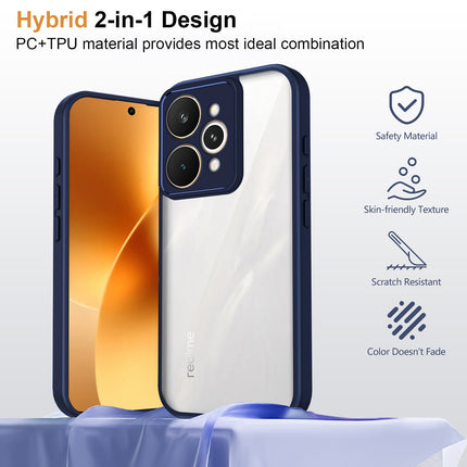 Kapa Hawkeye Clear Slim Tough Back Cover for Realme 15 Pro 5G | Camera Lens Protector Anti Yellow Shockproof Clear Hybrid Case Cover (Blue)
