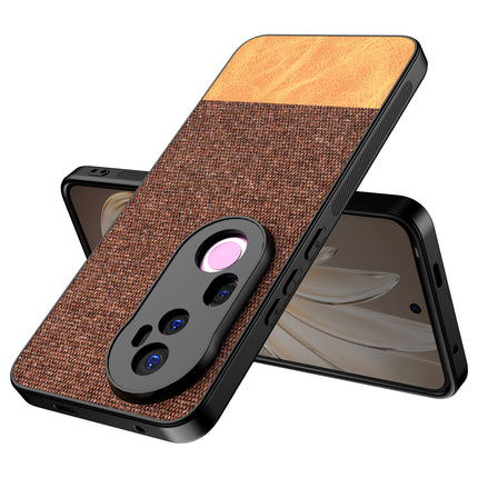 Kapa Soft Fabric & Leather Hybrid Protective Back Cover for Vivo T4 Ultra 5G | Shockproof Slim Hard Anti Slip Back Case (Brown)