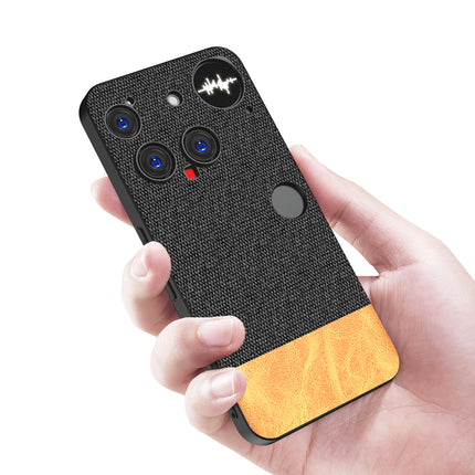 Kapa Soft Fabric & Leather Hybrid Protective Back Cover for Nothing Phone 3 5G | Shockproof Slim Hard Anti Slip Back Case (Black,Brown) - Mobizang