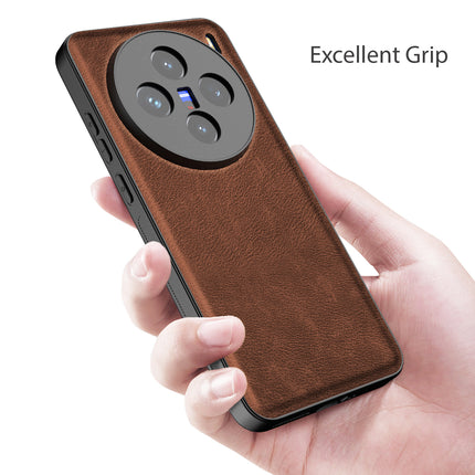 Kapa Tux Leather Back Cover for Vivo X200 (5G) | Slim Shockproof Camera Protection Bumper Case (Brown) - Mobizang