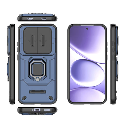 Kapa Armor Slider Back Cover for Redmi Note 15 Pro 5G | Inbuilt Ring + Camera Slider Shockproof Lens Protection Bumper Back Case (Blue) - Mobizang