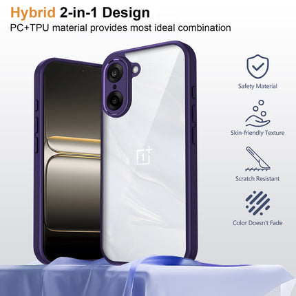 Kapa Hawkeye Clear Slim Tough Back Cover for OnePlus Nord CE 5 | Camera Lens Protector Anti Yellow Shockproof Clear Hybrid Case Cover (Purple Sides) - Mobizang