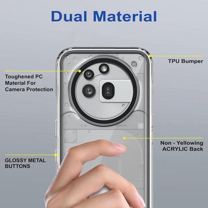 Kapa Warrior Acrylic Clear Back Cover For Nothing Phone 3A Pro | Slim Shockproof [Military Grade Protection] Hybrid Bumper Case (Grey Sides) - Mobizang