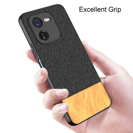 Kapa Soft Fabric & Leather Hybrid Protective Back Cover for IQOO Z9X | Shockproof Slim Hard Anti Slip Back Case (Black,Brown)