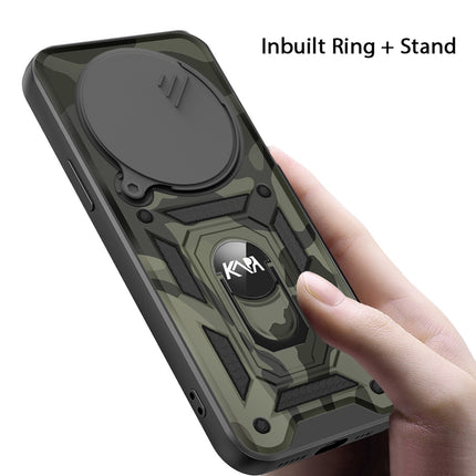 Kapa Tank Back Cover for Redmi Note 14 Pro Plus | Inbuilt Ring + Slider Shockproof Lens Protection Bumper Back Case (Black)