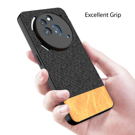 Kapa Soft Fabric & Leather Hybrid Protective Back Cover for Nothing Phone 3A Pro | Shockproof Slim Hard Anti Slip Back Case (Black,Brown)