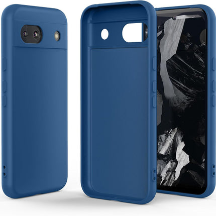 Kapa Matte Protective Lens Flexible Back Cover for Google Pixel 8A | Slim Silicone with Soft Lining Shockproof Full Body Bumper Case (Blue)