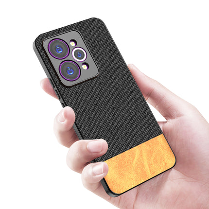Kapa Soft Fabric & Leather Hybrid Protective Back Cover for Realme 15 Pro 5G | Shockproof Slim Hard Anti Slip Back Case (Black,Brown) - Mobizang