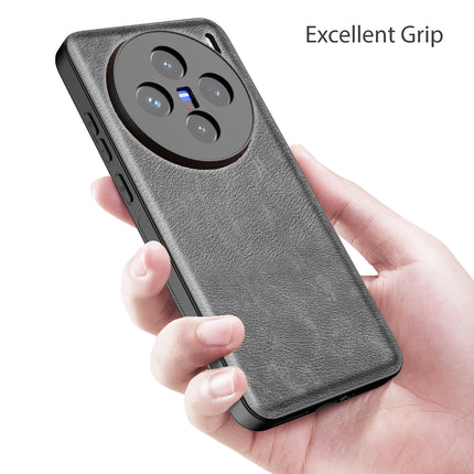 Kapa Tux Leather Back Cover for Vivo X200 (5G) | Slim Shockproof Camera Protection Bumper Case (Grey)