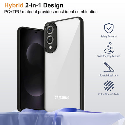 Kapa Hawkeye Clear Slim Tough Back Cover for Samsung Galaxy S25 Edge | Camera Lens Protector Anti Yellow Shockproof Clear Hybrid Case Cover (Black)