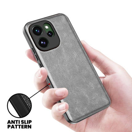 Kapa Tux Leather Back Cover for Oppo Reno 15 Pro 5G | Slim Shockproof Camera Protection Bumper Case (Grey) - Mobizang