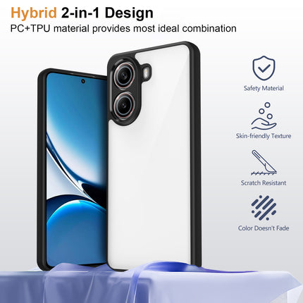 Kapa Hawkeye Clear Slim Tough Back Cover for Poco F7 5G | Camera Lens Protector Anti Yellow Shockproof Clear Hybrid Case Cover (Black Sides)