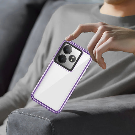 Kapa Warrior Acrylic Clear Back Cover For Realme GT 6 / GT 6T | Slim Shockproof [Military Grade Protection] Hybrid Bumper Case (Purple Sides)