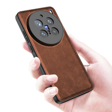 Kapa Tux Leather Back Cover for Vivo X200 Pro (5G) | Slim Shockproof Camera Protection Bumper Case (Brown)
