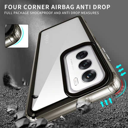 Kapa Warrior Acrylic Clear Back Cover For Oppo Reno 12 (5G) | Slim Shockproof [Military Grade Protection] Hybrid Bumper Case (Grey Sides) - Mobizang