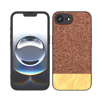 Kapa Soft Fabric & Leather Hybrid Protective Back Cover for Apple iPhone 16E | Shockproof Slim Hard Anti Slip Back Case (Brown)
