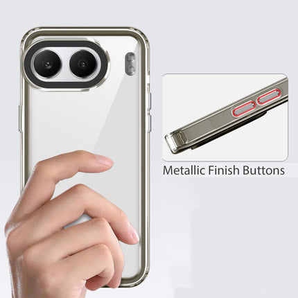 Kapa Warrior Acrylic Clear Back Cover For OnePlus Nord 4 | Slim Shockproof [Military Grade Protection] Hybrid Bumper Case (Grey Sides)