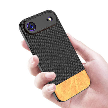 Kapa Soft Fabric & Leather Hybrid Protective Back Cover for Apple iPhone 17 Air | Shockproof Slim Hard Anti Slip Back Case (Black,Brown)